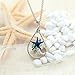 Chicer Pendant Real Starfish Seashell Underwater Plant Life Necklace, Cute Drop Water Necklace for Women and Girls. (Blue)