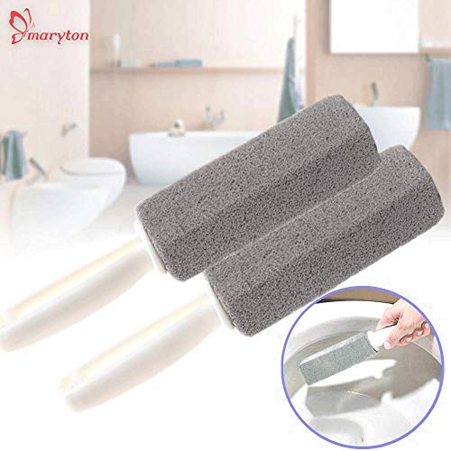 MARYTON Toilet Bowl Pumice Cleaning Stone with Handle - Stains and Hard Water Ring Remover Pack of 2 (Gray) - Thumbnail 3