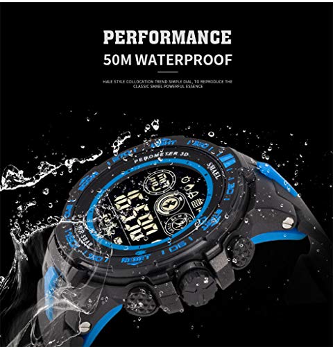 WoCoo Bluetooth Sport Waterproof Smartwatch with Remote Camera Call Reminder Digital Wristwatch Compatible with iOS Android(Black)