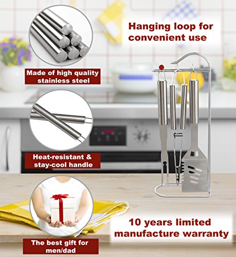 image for ROMANTICIST 27pc BBQ Grill Accessories Set with Thermometer - Heavy Du