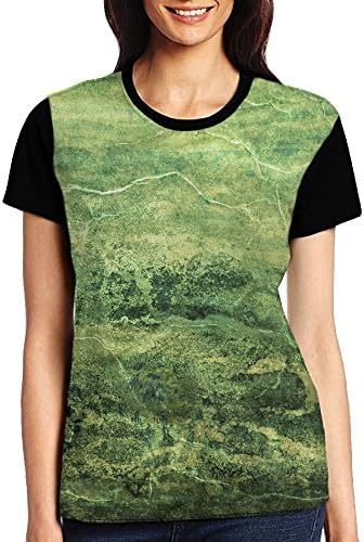 Women's Summer Street Tops Funny Cracks Lines Paint Green Printed Juniors T Shirt Short Sleeve Tees