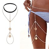 Simsly Thigh Body Belly Chain with Turquoise Waist Jewelry for Women and Girls BD-07 (Gold)