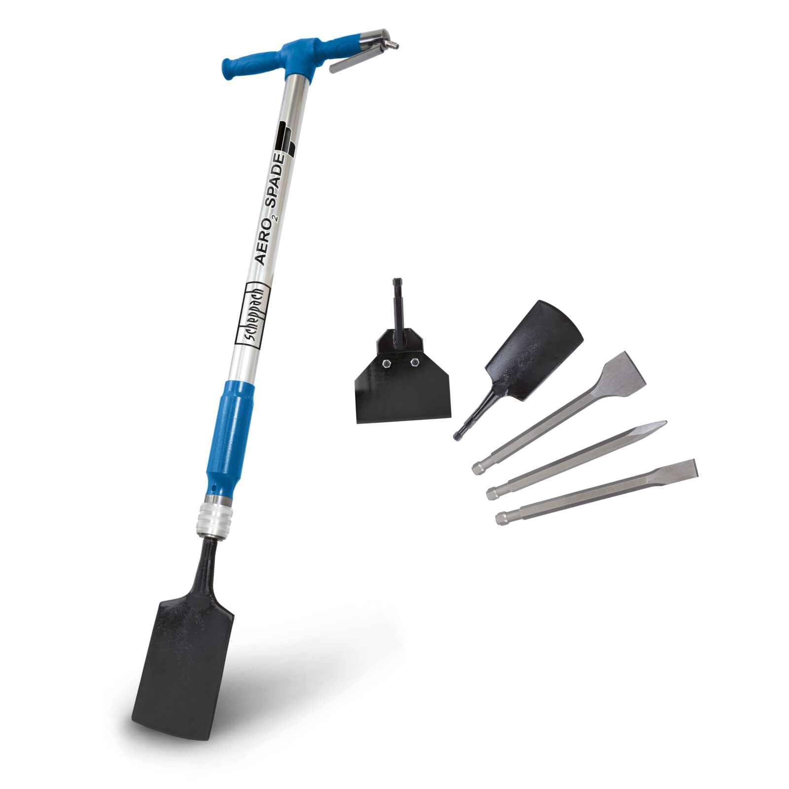 Scheppach Aero²Spade 5-in-1 Pneumatic Air Spade | Multi-Purpose Digging & Chiselling Tool | Forged Steel Blades
