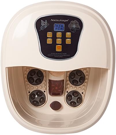 Natsukage All in One Foot Spa Bath Massager with Lockable Caster Motorized Rolling Massage Heat Wave Digital Temperature Control LED Display