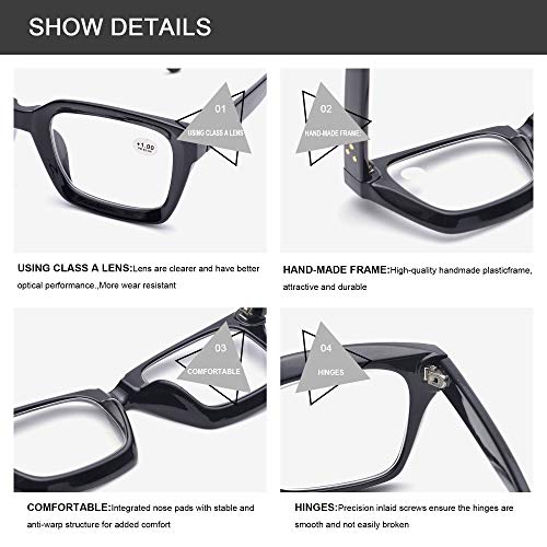 4 Retro+Square+Reading+Eyeglass+Frames