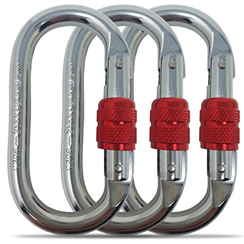Black DShaped Locking Carabiners Screw Lock Magnalium for Camping