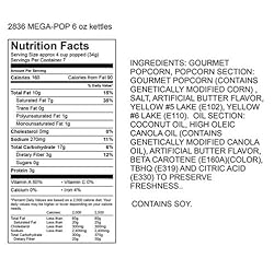 Mega-pop Popcorn 6 count, Oil and Salt Kit with