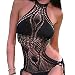 Crochet Knit Monokini Lined Swimwear Swimsuit Bikini Pastel Mini Halter Top