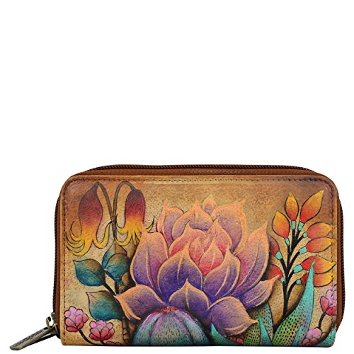 Anuschka Women’s Genuine Leather Twin Zip Organizer Wallet | Holds up to 18 Cards | Hand Painted Original Artwork | Desert Sunset - Thumbnail 3