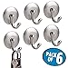 mDesign Magnetic Key Rack Organizer Hooks for Home & Kitchen - Pack of 6, Brushed Stainless Steel/Chrome