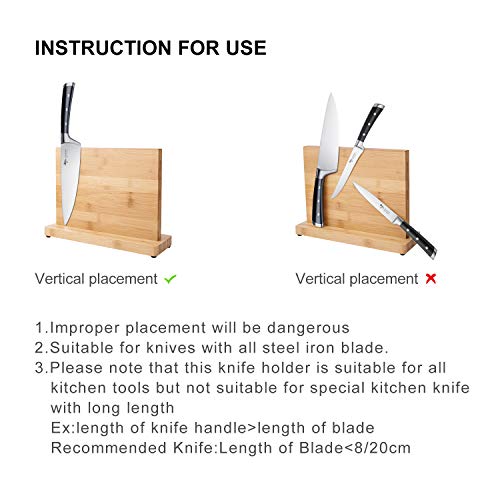 Magnetic Knife Block, Holder with Powerful Magnet - Double-Sided Bamboo Magnetic Knife Block, Organizer Block Without Knives, Fits All Knives and Other Utensils, Cutlery Display Stand and Storage Rack - Thumbnail 4