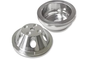 DEMOTOR PERFORMANCE Aluminum 1 Single Groove LWP Pulley for SBC & 1 Groove Polished Crank Pulley