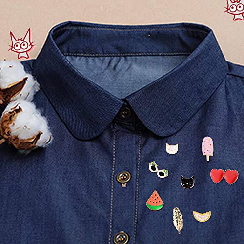 Thunaraz Brooch Pins Sets Cute Enamel Cartoon Lapel Pins Animal Badge for Women Girls Children for Clothing Bag Decor