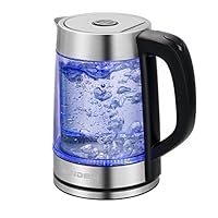 Sonyabecca Electric Kettle Cordless Borosilicate Glass Electrical Tea Double Wall Kettle Fast Boiling Stainless Steel Spout Finish LED Indicator Light Auto Shut Off Boil Dry Function 1.7L 1500W