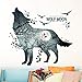 iwallsticker 3D Wolf Moon Wall Decal Sticker Art Decor Decal Home Living Room Bedroom Office Corp Mural