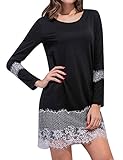 Leadingstar Women's Long Sleeve Lace Loose Casual Dress Hem Patchwork