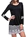 Leadingstar Women’s Long Sleeve Crew Neck Lace Hem Patchwork Loose Casual Dress