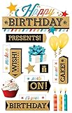 Paper House Productions STDM-0270E 3D Sticker, Happy Birthday 2 (3-Pack)