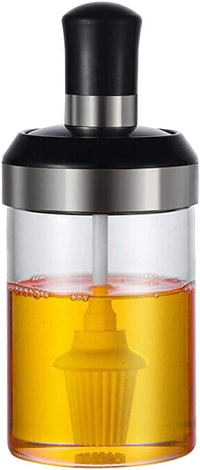 250ml Glass Seasoning Container Oil Dispenser Bottle Integrated Spoon/Honey Rod/Brush BaojunHT® (Brush)