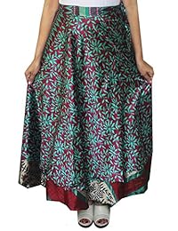 Venta al por mayor 4 PCS Lote Dos Capas De Las damaes De La India Sari Magic Wrap Around largo falda