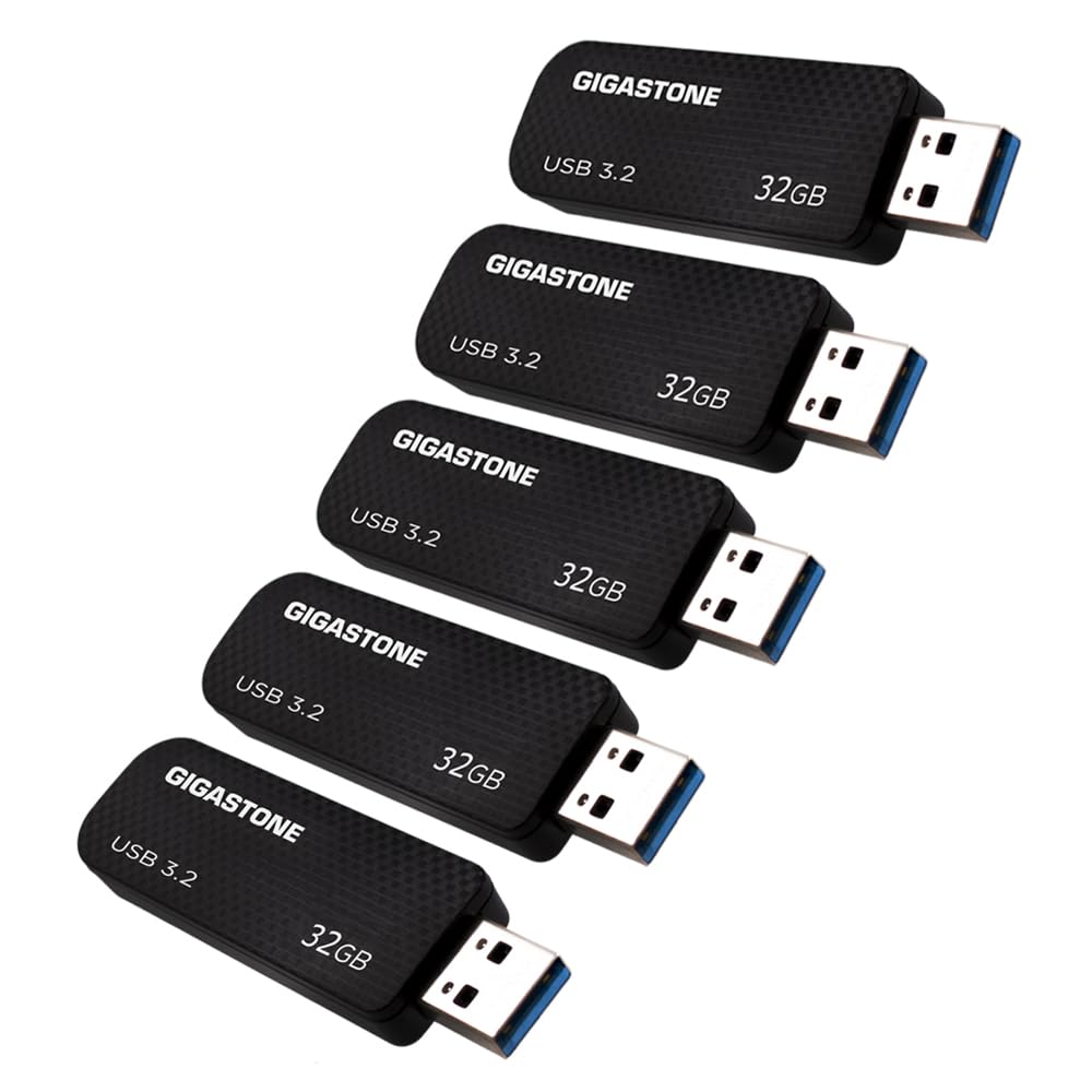 GIGASTONE 32GB 5-Pack Z30 USB 3.2 Gen 1 Flash Drive, Capless Retractable Design Pen Drive, Reliable Performance & Durable, USB 2.0 / USB 3.0 / USB 3.1 Interface Compatible