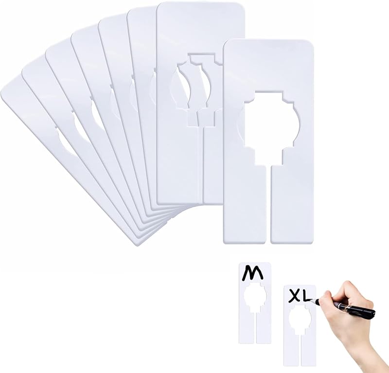 jeufun 8 Pack White Rectangular Closet Size Dividers Writable Reusable