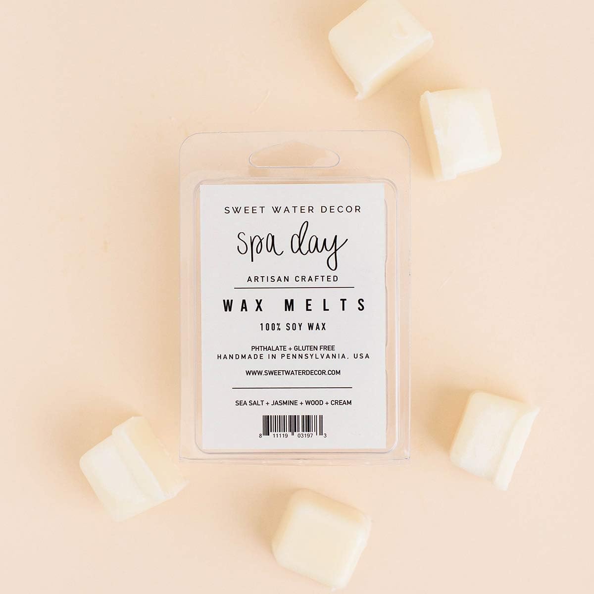 Sweet Water Decor Set Of 2 Spa Day Wax Melts Natural Soy Wax Warmer Cubes Tarts Relaxing Summer Spring Fall Winter Wood Scent Calming Fresh Fragrance