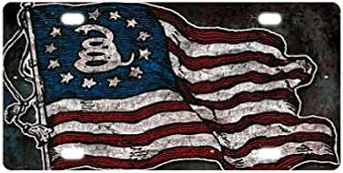 Libby Baldwin Special Design Retro Style Gadsden Flag Don't Tread on Me Logo License Plate for Car/Car Tag 12" X 6"