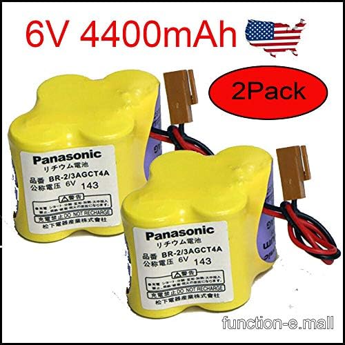 2Pack 6V 4400mAh PLC Battery with Plug, BR-2/3AGCT4A Lipo Battery for FANUC A98L-0031-0025 CNC System