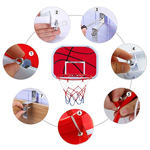WISHTIME Basketball Hoop for Kids (15"x11.5") Over The Door Mini Basketball Backboard Goal Indoor Toys Set for Toddlers Youth Boys Girls Office Wall Sport Toys with Ball Pump Family Game Party Favor