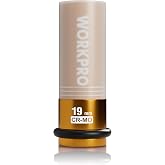 WORKPRO 1/2" Drive Lug Nut Impact Duty Socket, 19mm Deep Thin Wall Socket | Made of Premium Cr-Mo Steel, Non-Marring Lug Nut Wheel Sockets for Car
