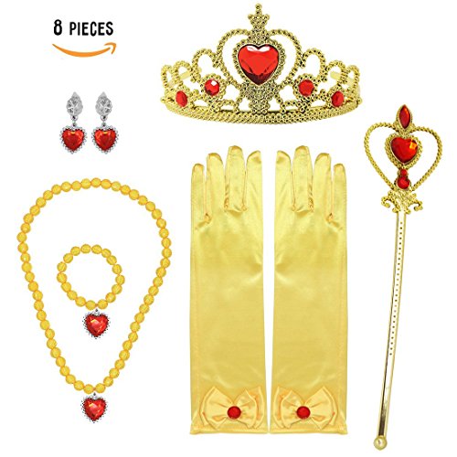 Princess Belle Gift Set 8Pieces Yellow Dress Up Christmas Party for Girls