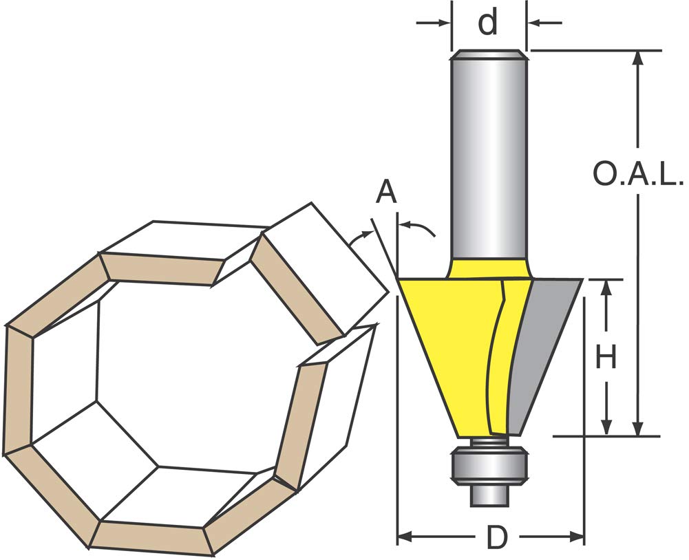 Buy Woodtek 115571, Router Bits, Edge Forming, Chamfer & Bevel, 22. 5