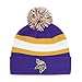OTS NFL Minnesota Vikings Men's Rush Down Cuff Knit Cap with Pom, Team Color, One Size