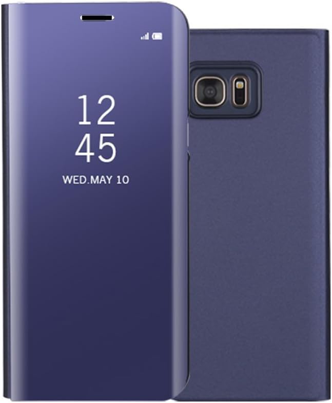 CARYYCY Flip Case Clear View Standing Smart Cover All-around protection PC Hard Case Cover For Samsung Galaxy S6 Edge (S6 Edge Darkblue)