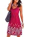 OMEYA WL Women's Summer Casual Loose Mini Dress Print Pleated Sleeveless Sundress A-Line Beach Dresses (S, Rose Red)
