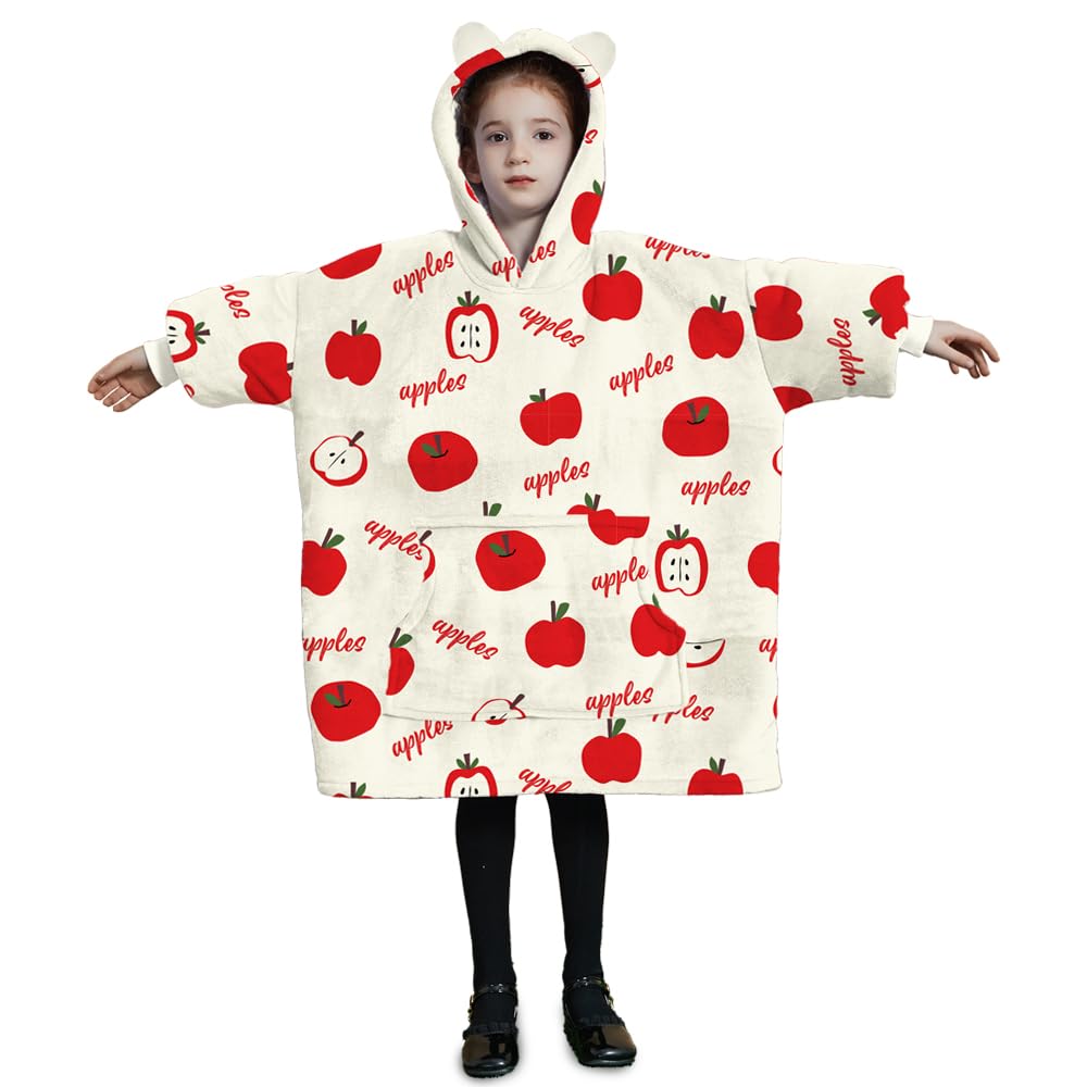 THREE POODLE Wearable Blanket Hoodie for Kids, Oversized Sherpa Sweatshirt Blanket with Giant Hood, Warm Cozy Hooded Blanket, Cute Gifts for Kids Girls Boys Image