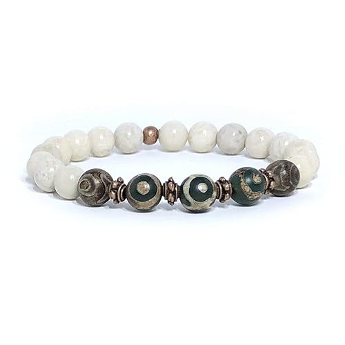 Amazon Com Agate Circle Pattern River Stone 8mm Gemstone Stretch Bracelet Handmade In California Handmade