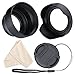 waka 55mm Lens Hood Set, Reversible Tulip Flower + 3 Stages Collapsible Rubber Lens Hood + Center Pinch Lens Cap with Cap Keeper Leash + Microfiber Cleaning Cloth