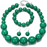 xuzhiyuan Chunky Bead Jewelry Set for Women – 3-Piece Statement Necklace, Bracelet & Earrings with Oversized Colorful Beads, Vibrant Retro Fashion Accessory
