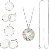 UNICRAFTALE 2 Sets Memory Locket Pendant 2 Size Stainless Steel Floating Charm Photo Living Memory Pendant Necklace Glass Photo Frame Locket Pendants for DIY Wedding Bouquet Jewelry Making