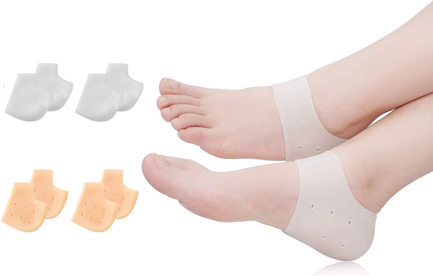 (8PCS) Silicone Heel Protectors,Heel Cups,Gel Heel Cushion,Plantar Fasciitis Inserts Pads& Heel Guards Great fot Heel Pain, Heal Dry Cracked Heels, Achilles Tendinitis.Heel Sore.: Health & Personal Care