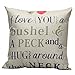 BOKOLI Sofa Bed Home Decor Festival Funny Quotes Throw Pillow Case Cushion Cover (I LOVE YOU)
