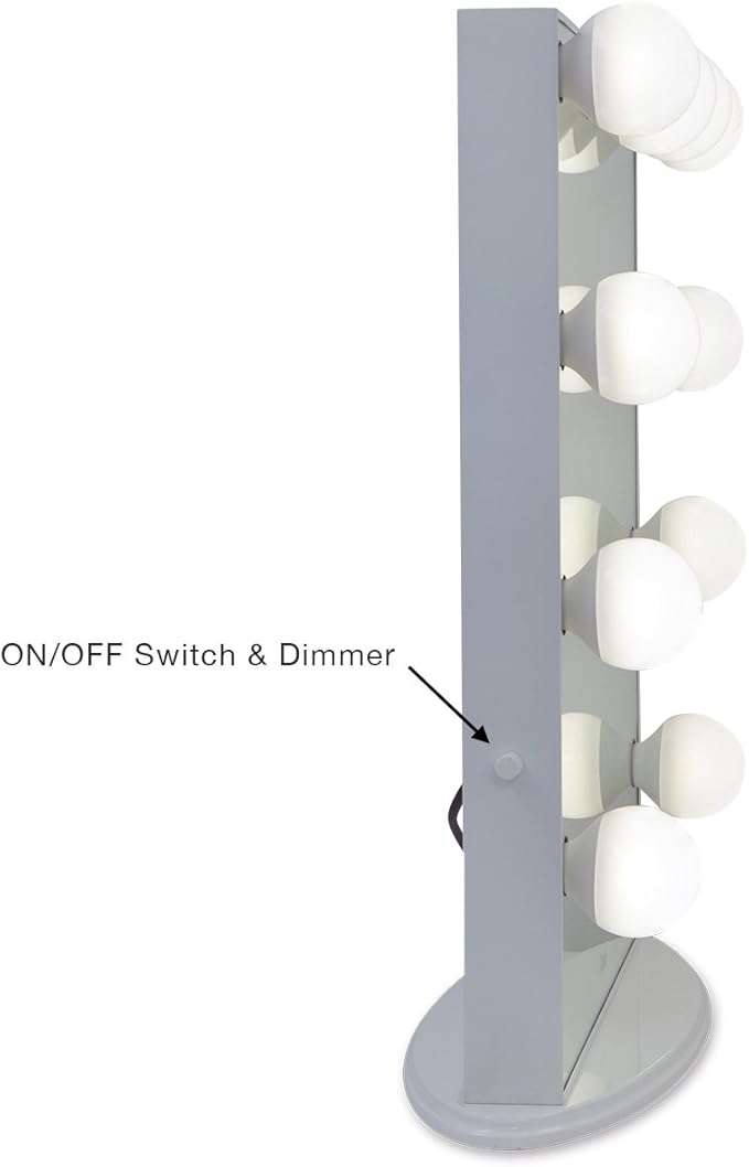 10 Daylight Dimmable Large Led Light Bulbs Posh Hollywood Vanity Mirror Ultra Slim Frame Lighted Makeup Beauty Tabletop Mirror White Fruitland Eg Com