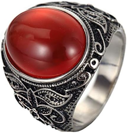 Men's Stainless Steel Vintage Oval Tiger's Eye Gem Stone Gothic Biker Ring Band