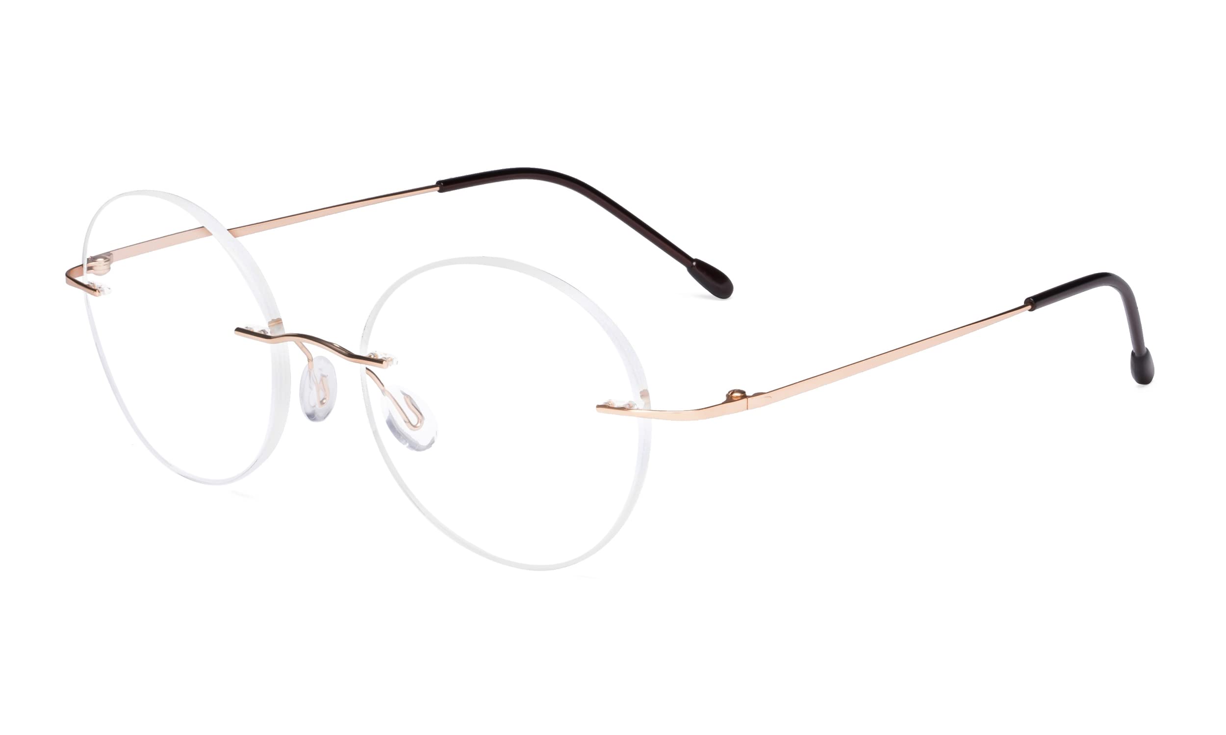 Eyekepper Frameless Reading Glasses Women - Round Rimless Readers Men Gold +3.00