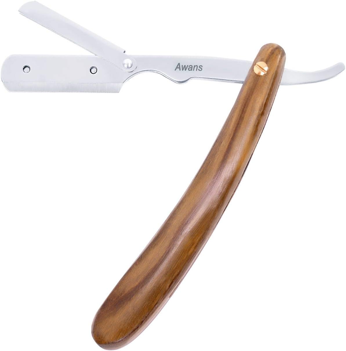 AwansStraight Shaving Razor with Wooden Handle - Professional Barber Style Razor with Pouch (Blades Not Included).