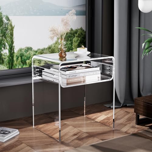 Solaround Acrylic Side Table, Bedside table Nightstand, Transparent Acrylic Tables (Clear)