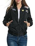 Zeagoo Womens Classic Quilted Jacket Short Patch Bomber Jacket
