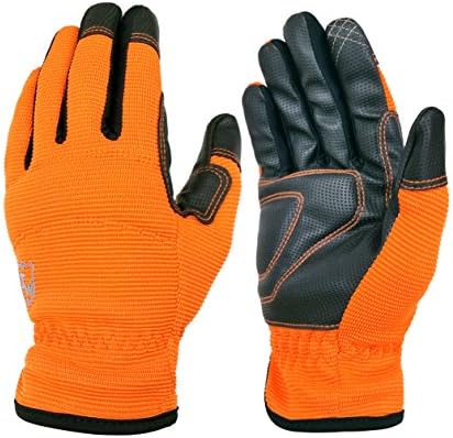 General Utility Flex Improved Excellent Grip Work Gloves (Large, Orange)